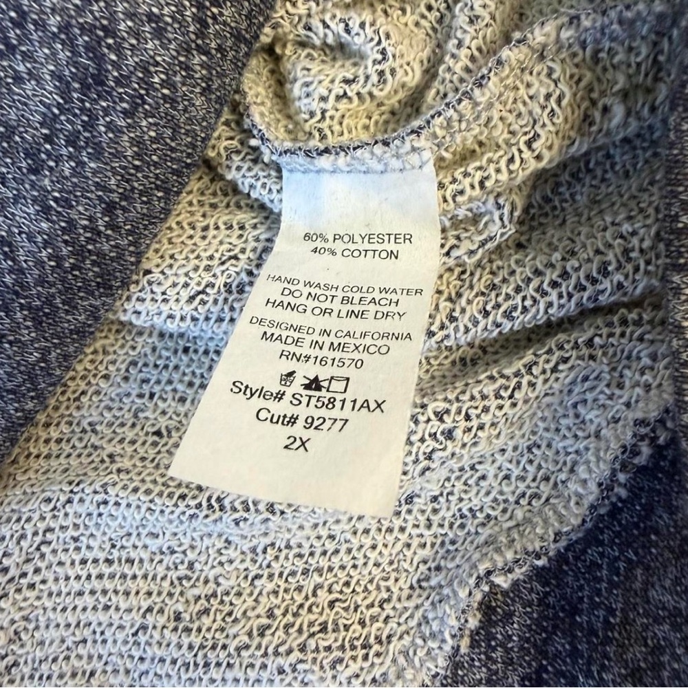 Sugarfox Lace Up Boho Lightweight Sweatshirt Womens 2X Cottage Beach Blue Floral - Picture 3 of 5